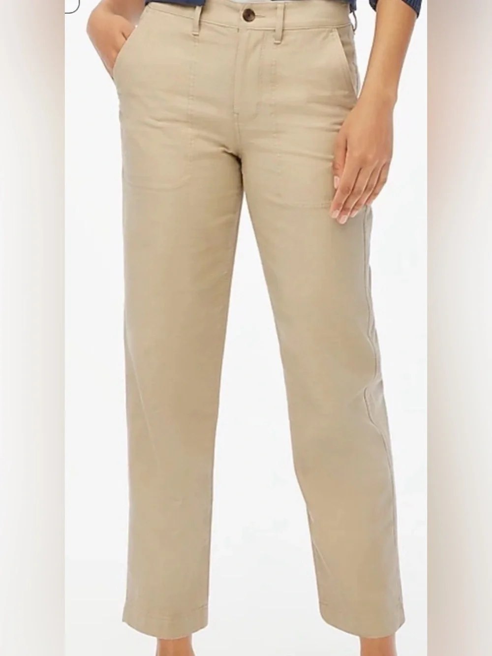 J. Crew Women’s Tan Cream Khaki Camp Straight Leg Ankle Pants 100% cotton US 4